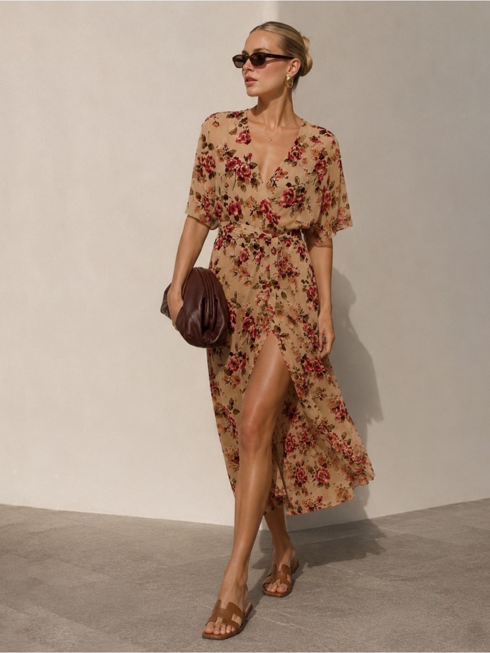 Alice and Olivia Wrap Midi Dress Floral Size 0 NWT